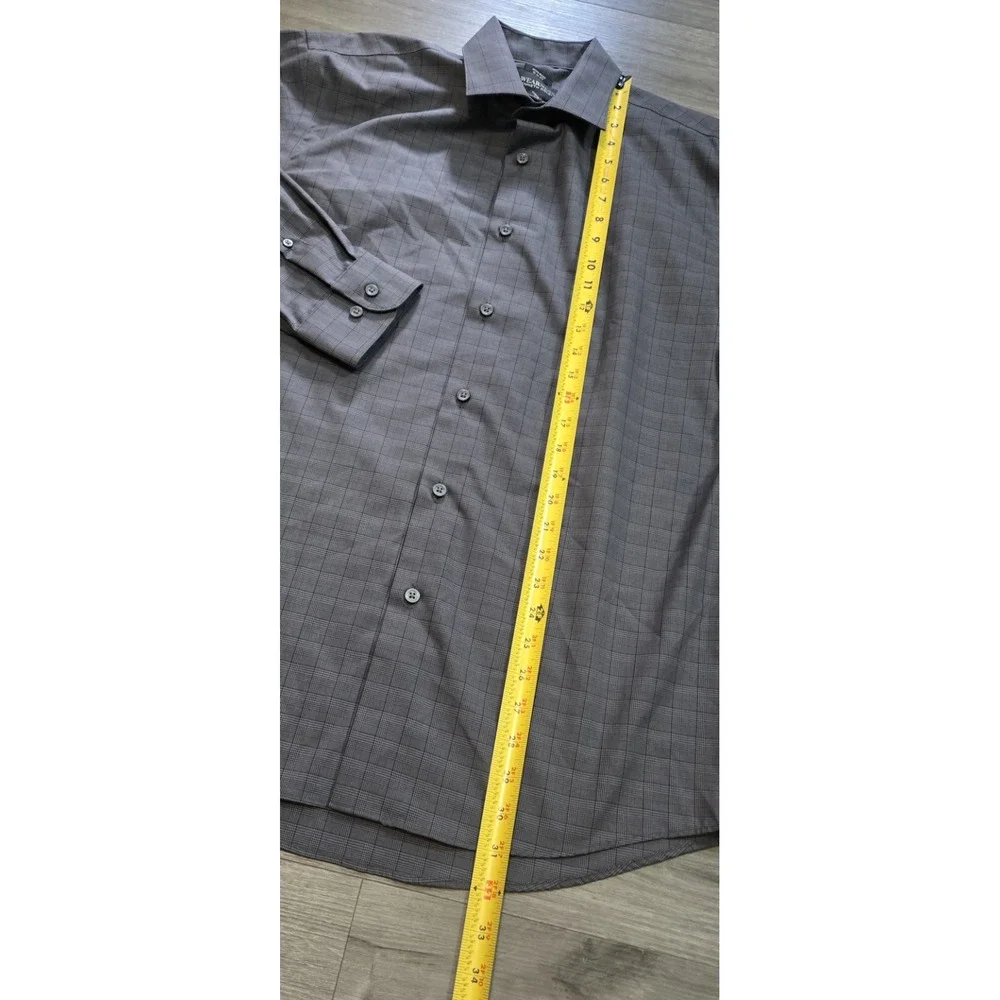 Kenneth Cole Awearness Men's Shirt 16.5 34/35 Gray Check Button Up SLIM FIT NWT
